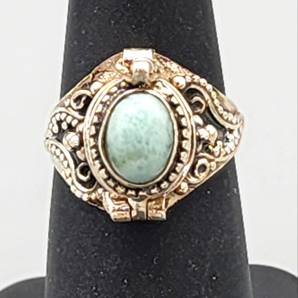 Larimar Locket Sterling Ring